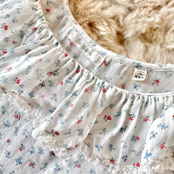 ✨Last Chance💋🧊🍧DÔEN ‘Blume’ Ramie Spring Parc Monceau Floral Ruffle Dress XXS - Picture 9 of 16